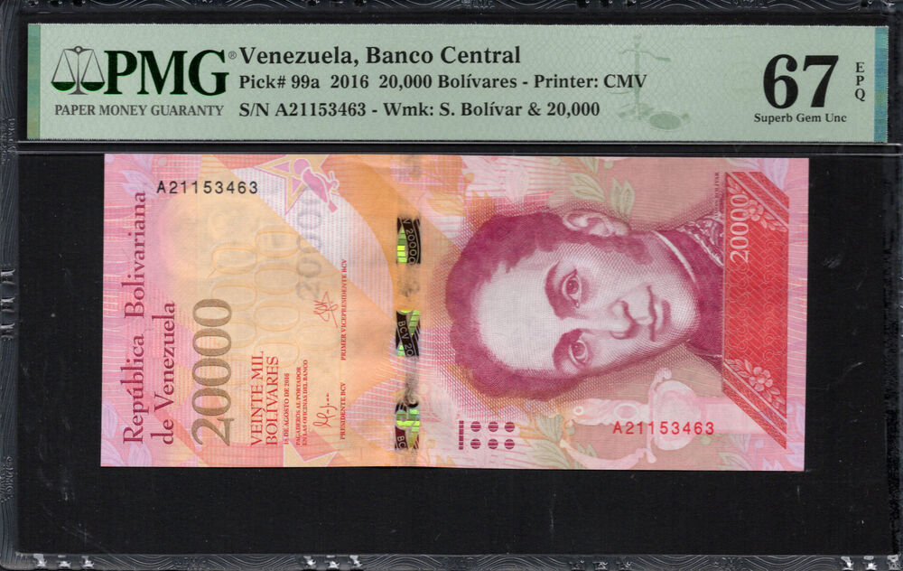 Venezuela - 20.000 Bolívares 2016 - Pick # 99a - PMG 67 EPQ