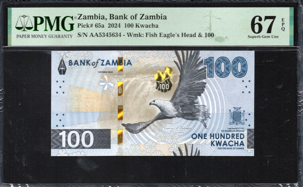 Zambia - 100 Kwacha 2024 - Pick # 65a - PMG 67 EPQ