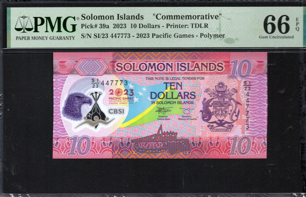 Solomon Islands - 10 Dollars 2023 - Pick # 39a - PMG 66 EPQ