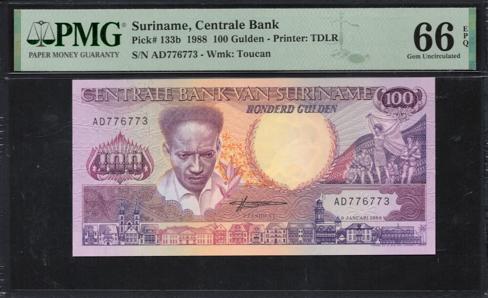 Suriname - 100 Gulden 1988 - Pick # 133b - PMG 66 EPQ