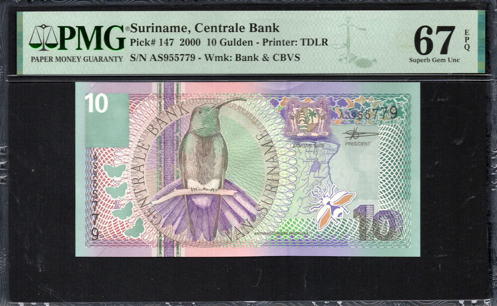 Suriname - 10 Gulden 2000 - Pick # 147 - PMG 67 EPQ