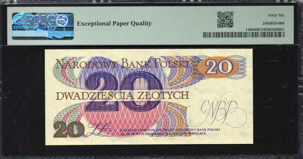 Poland - 20 Zlotych 1982 - Pick # 149b - PMG 66 EPQ
