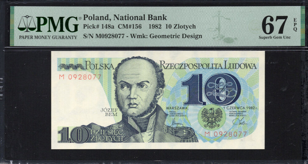 Poland - 10 Zlotych 1982 - Pick # 148a - PMG 67 EPQ
