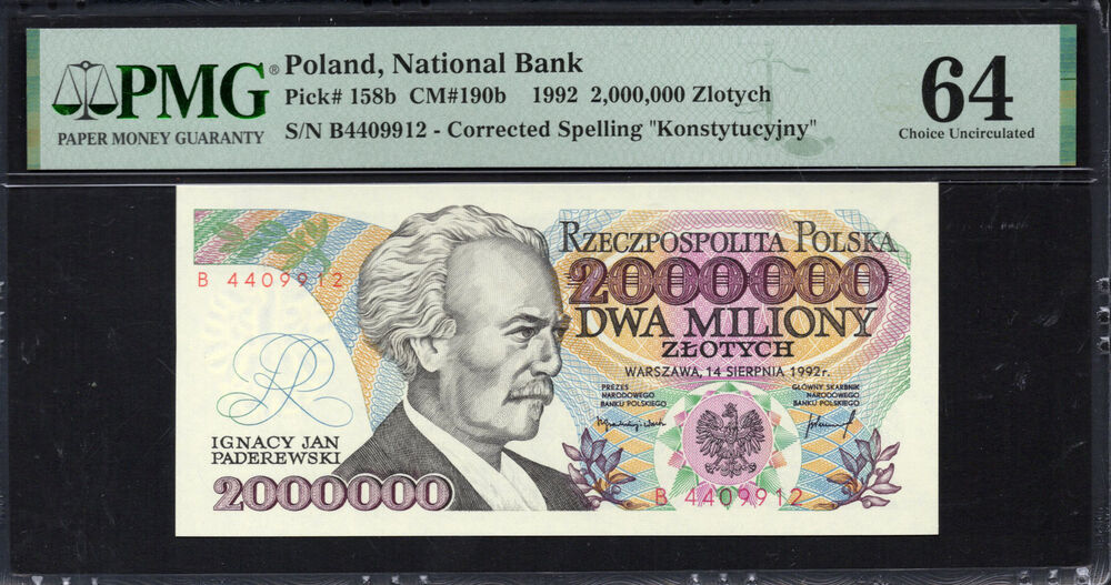 Poland - 2.000.000 Zlotych 1992 - Pick # 158b - PMG 64
