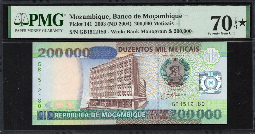 Mozambique - 200.000 Meticais 2003 - Pick # 141 - PMG 70 EPQ ★