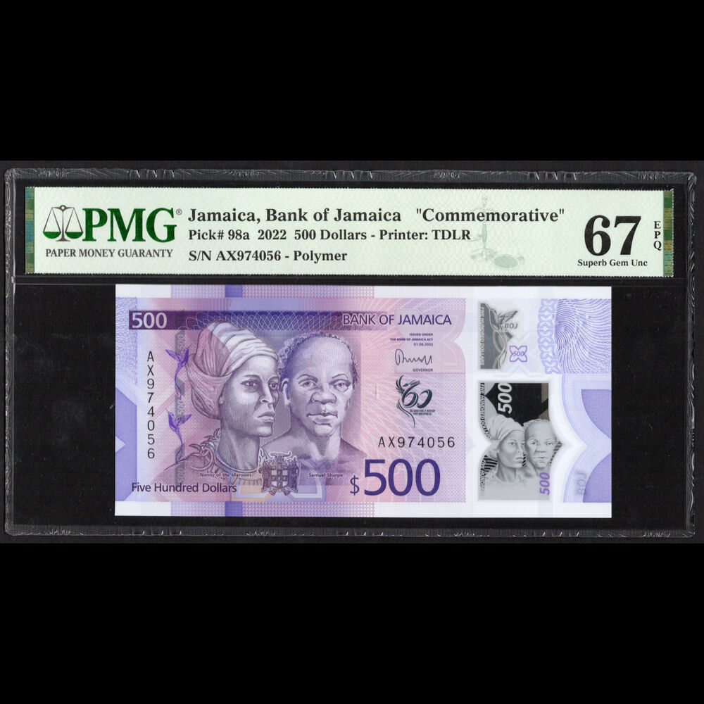 Jamaica - 500 Dollars 2022 - Pick # 98a - COMMEMORATIVE - PMG 67 EPQ 