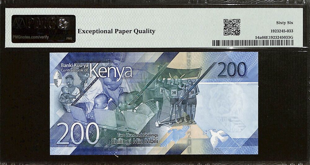Kenya - 200 Shillings 2019 - Pick # 54a - PMG 66 EPQ
