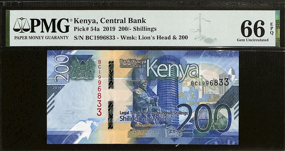Kenya - 200 Shillings 2019 - Pick # 54a - PMG 66 EPQ