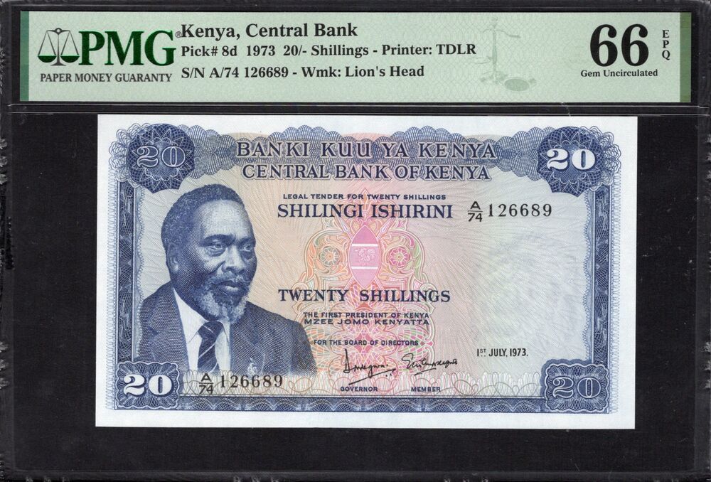 Kenya - 20 Shillings 1973 - Pick # 8d - PMG 66 EPQ