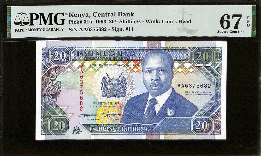 Kenya - 20 Shillings 1993 - Pick # 31a - PMG 67 EPQ