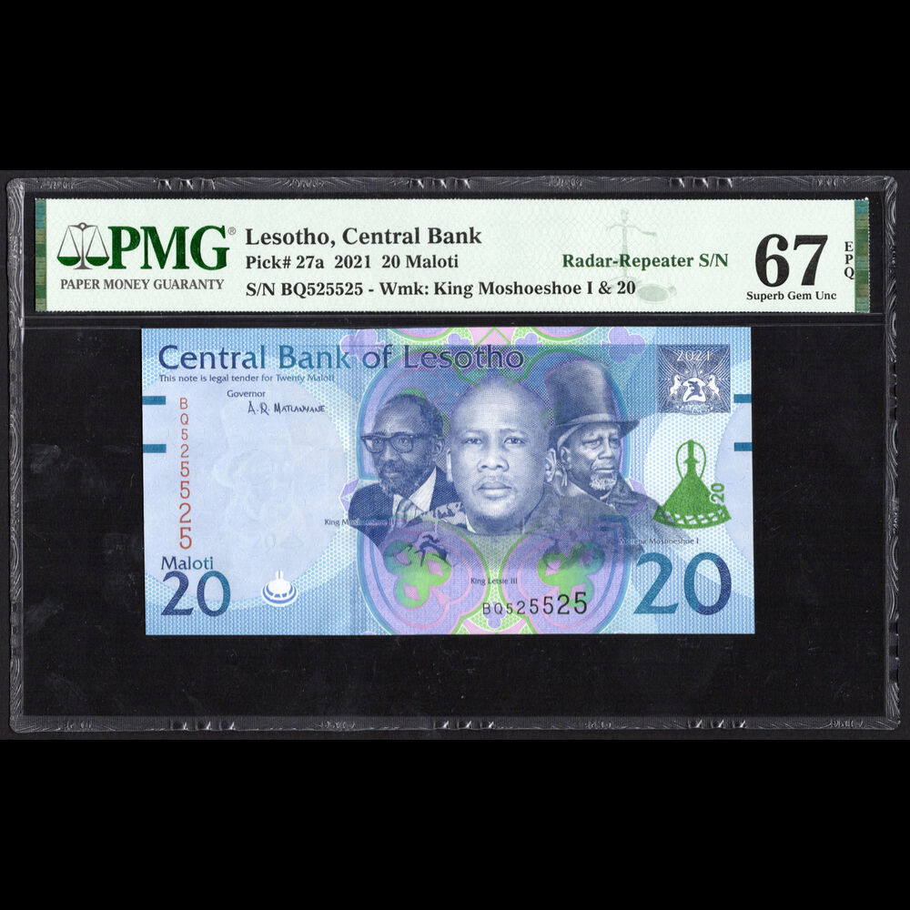 Lesotho - 20 Maloti 2021 - Pick # 27a - PMG 67 EPQ