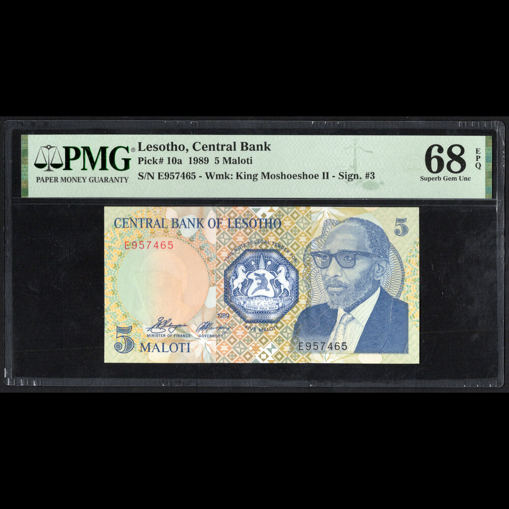 Lesotho - 5 Maloti 1989 - Pick # 10a - PMG 68 EPQ