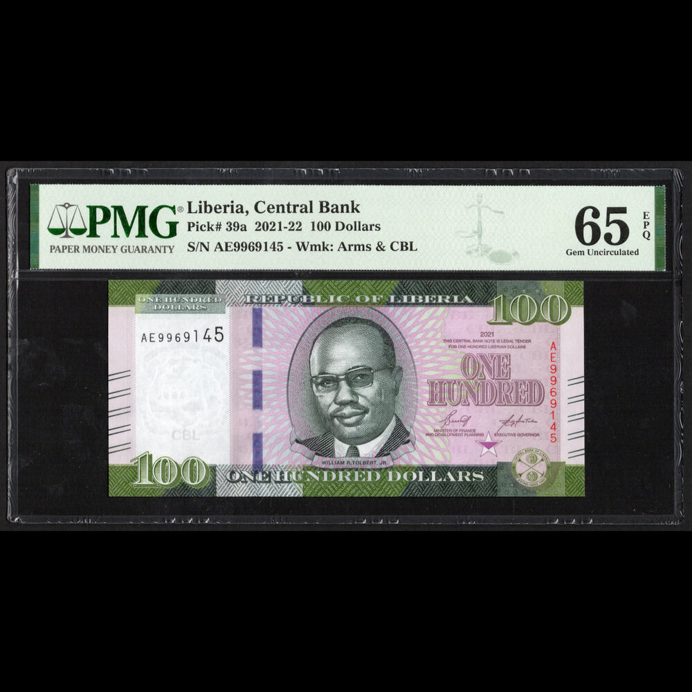 Liberia - 100 Dollars 2021 - Pick # 39a - PMG 65 EPQ