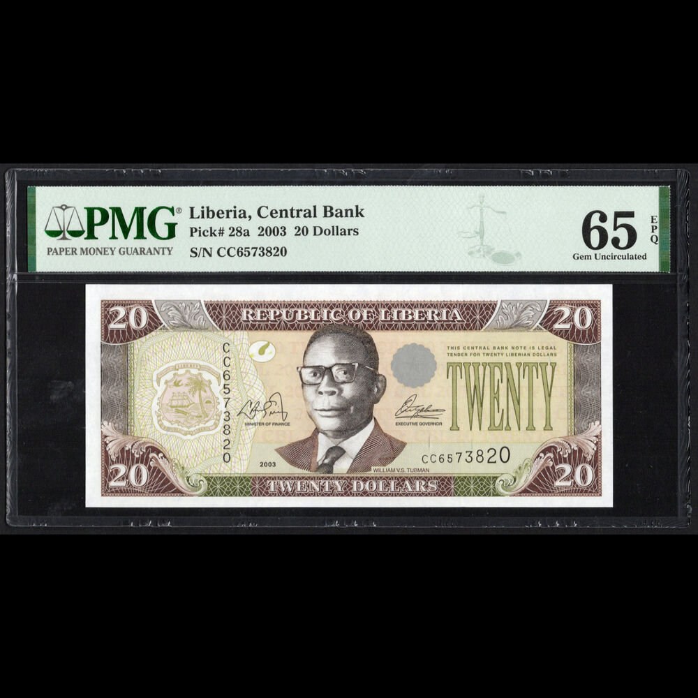 Liberia - 20 Dollars 2003 - Pick # 28a - PMG 65 EPQ