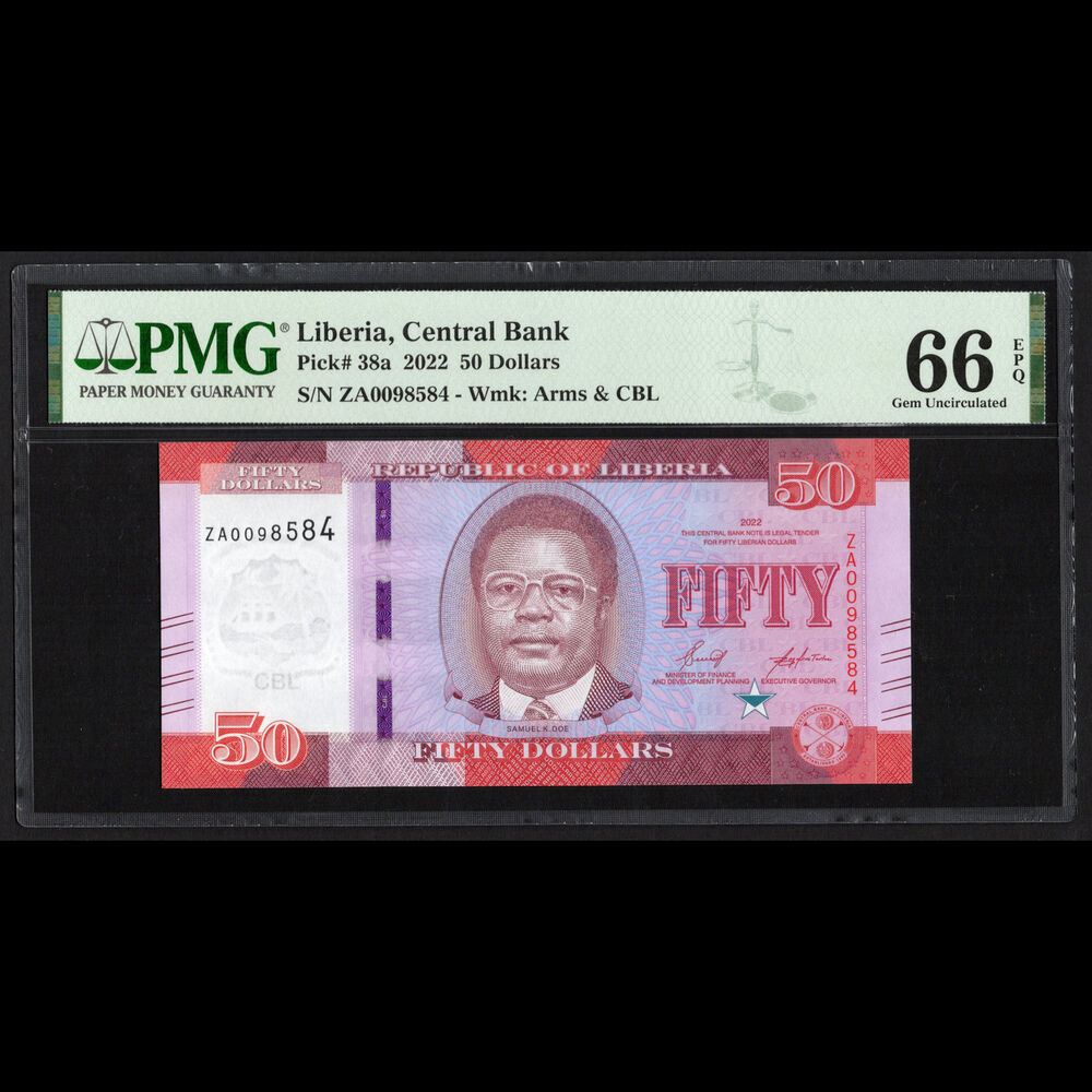 Liberia - 50 Dollars 2022 - Pick # 38a - PMG - 66 EPQ