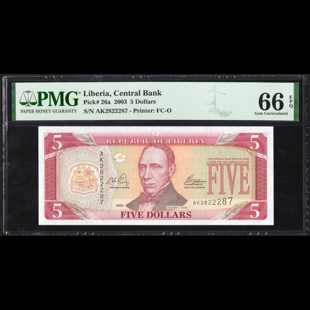 Liberia - 5 Dollars 2003 - Pick # 26a - PMG 66 EPQ