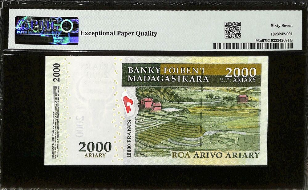 Madagascar - 2000 Ariary 2007 - Pick # 93a - COMMEMORATIVE - PMG 67 EPQ