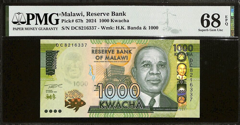 Malawi - 1000 Kwacha 2024 - Pick # 67h - PMG 68 EPQ