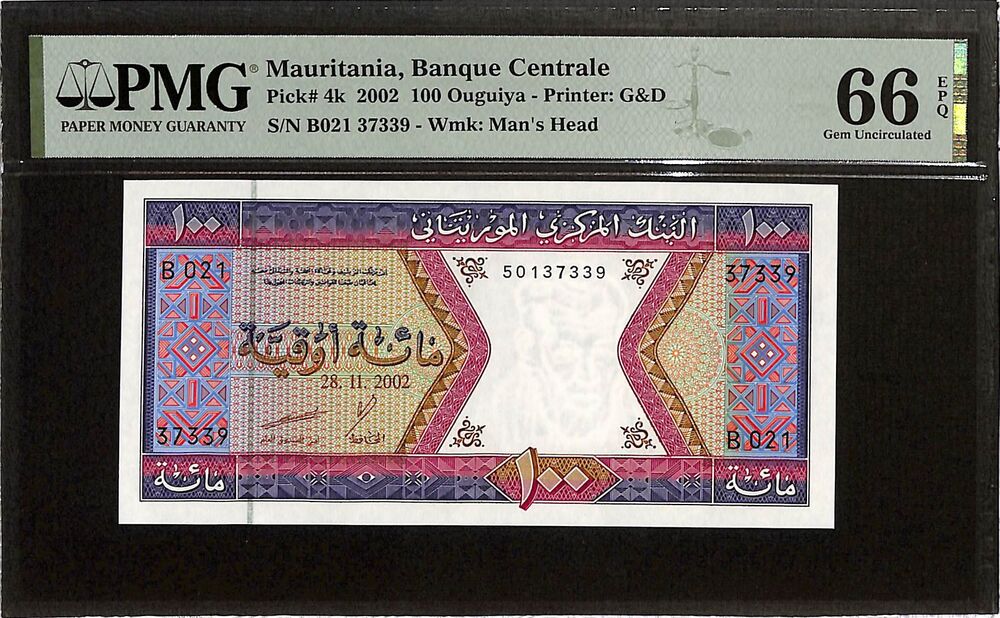 Mauritania - 100 Ouguiya 2002 - Pick # 4k - PMG 66 EPQ