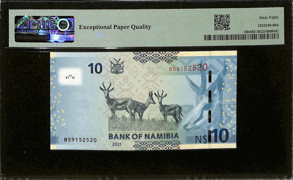 Namibia - 10 Namibia Dollars 2021 - Pick # 16b - PMG 68 EPQ