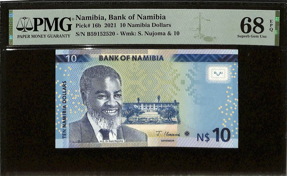 Namibia - 10 Namibia Dollars 2021 - Pick # 16b - PMG 68 EPQ