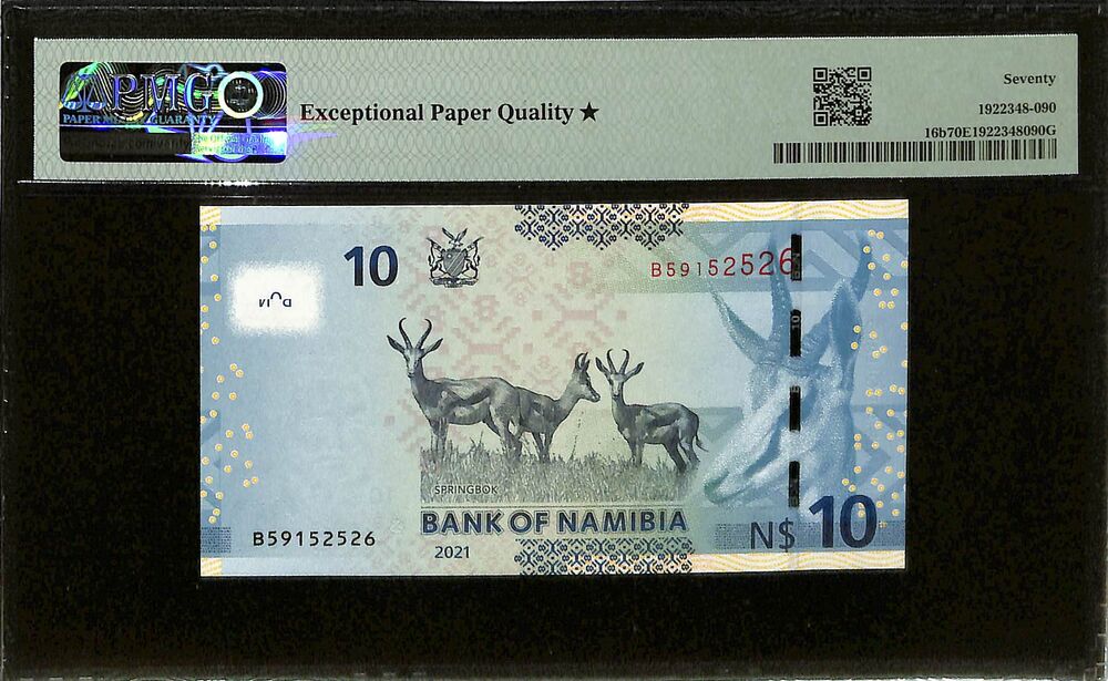Namibia - 10 Namibia Dollars 2021 - Pick # 16b - PMG 70 EPQ