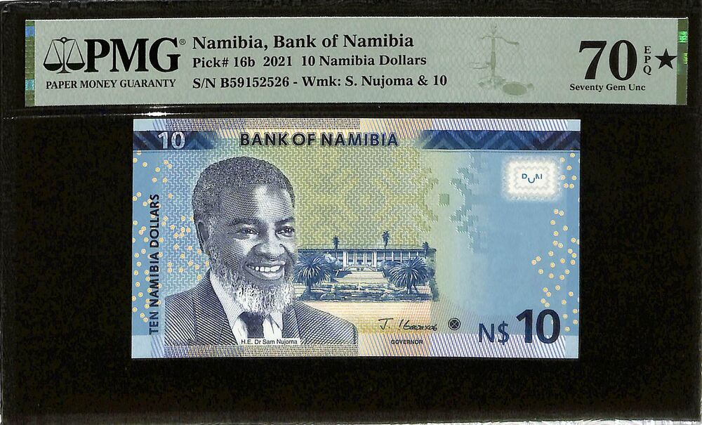 Namibia - 10 Namibia Dollars 2021 - Pick # 16b - PMG 70 EPQ