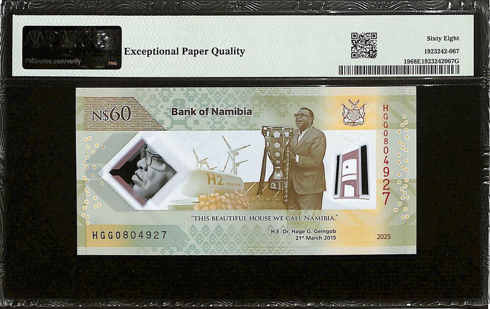 Namibia - 60 Namibia Dollars 2025 - Pick # 19 - COMEMMORATIVE - PMG 68 EPQ