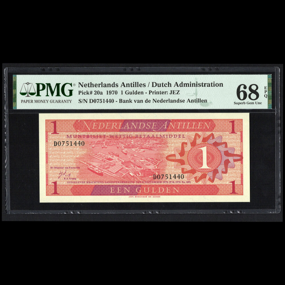 Netherlands Antilles - 1 Gulden 1970 - Pick # 20a - PMG 68 EPQ