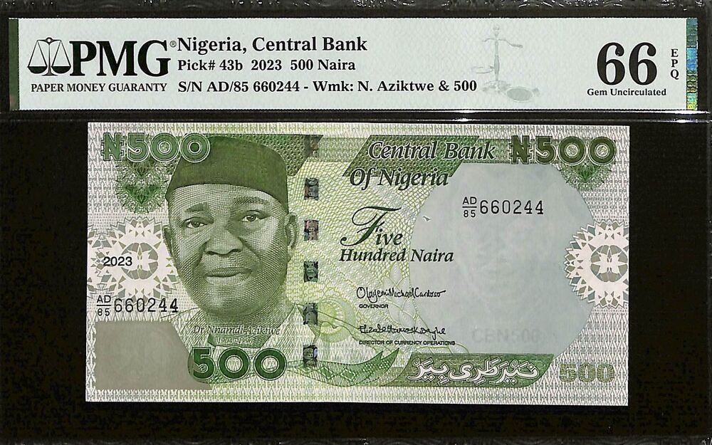 Nigeria - 500 Naira 2023 - Pick # 43b - PMG 66 EPQ