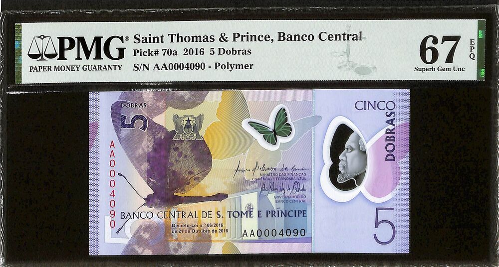 Saint Thomas And Prince - 5 Dobras 2016 - Pick # 70a - PMG 67 EPQ