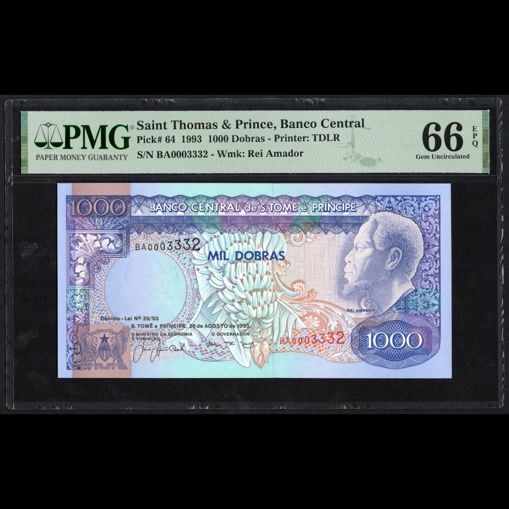 Saint Thomas & Prince - 1000 Dobras 1993 - Pick # 64 - PMG 66 EPQ