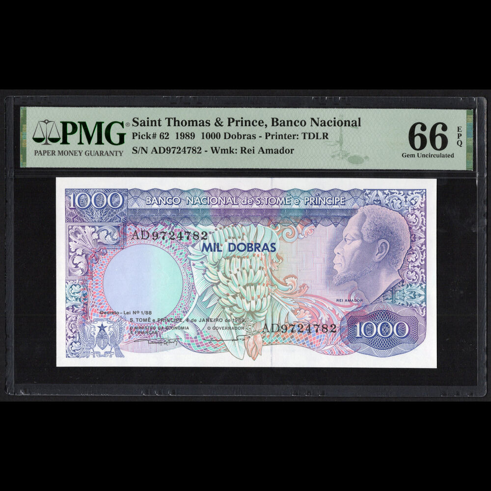 Saint Thomas & Prince - 1000 Dollars 1989 - Pick # 62 - PMG 66 EPQ