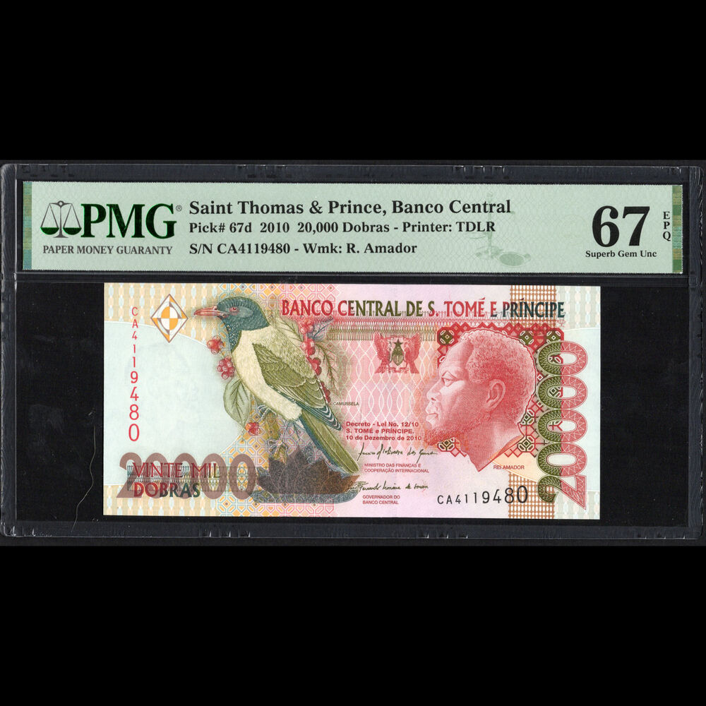 Saint Thomas & Prince - 20.000 Dollars 2010 - Pick # 67d - PMG 67 EPQ