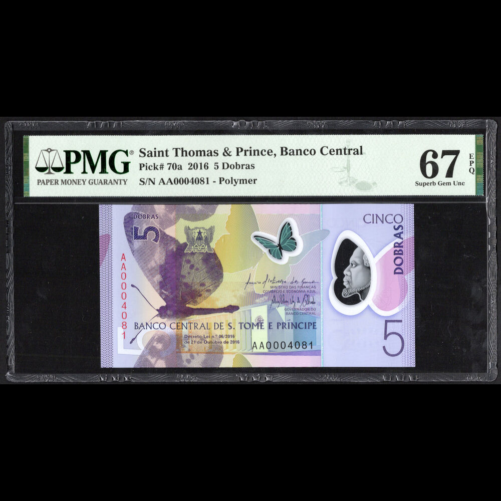 Saint Thomas & Prince - 5 Dobras 2016 - Pick # 70a - PMG 67 EPQ