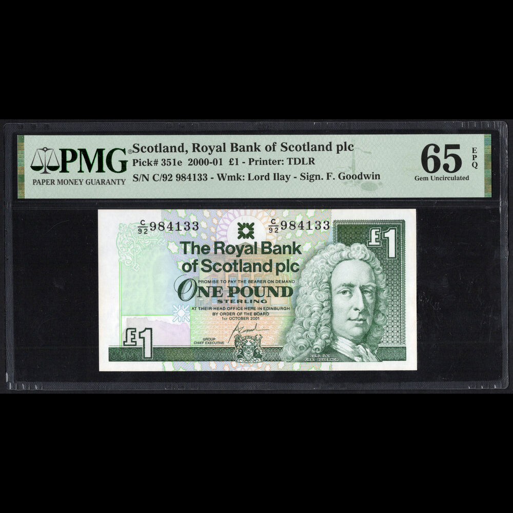 Scotland - 1 Pound 2000 - Pick # 351e - PMG 65 EPQ