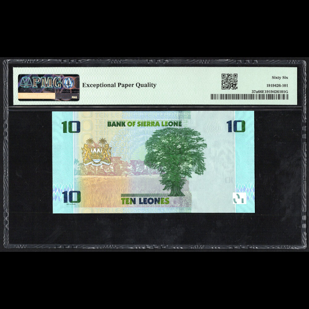 Sierra Leone - 10 Leones 2022 - Pick # 37a - PMG 66 EPQ
