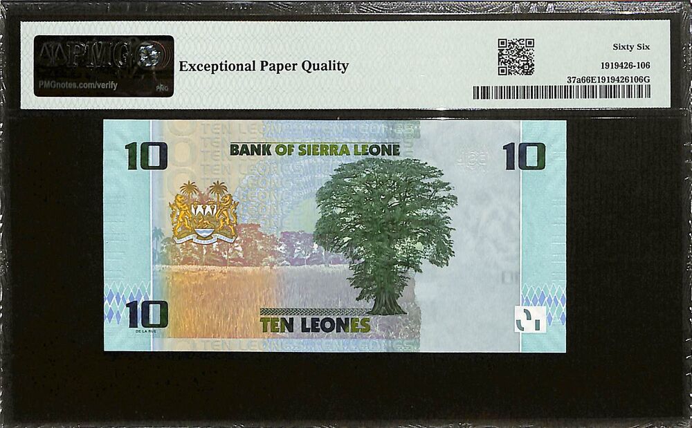 Sierra Leone - 10 Leones 2022 - Pick # 37a - PMG 66 EPQ
