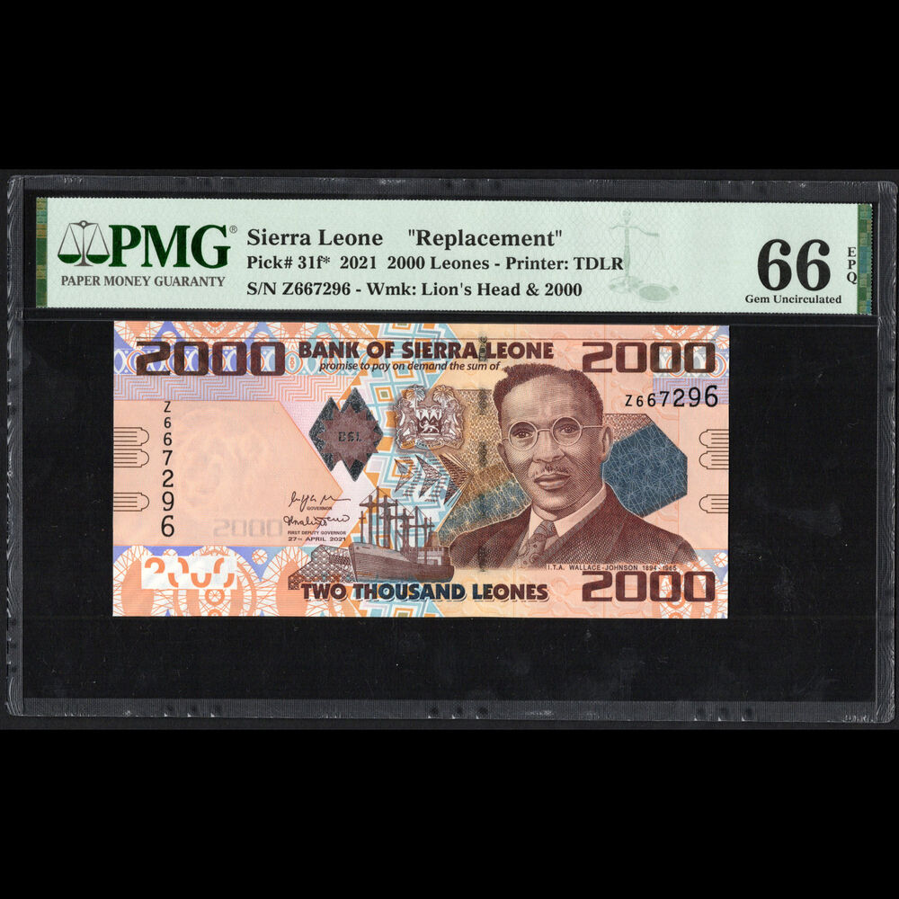 Sierra Leone - 2000 Leones 2021 - Pick# 31f* - REPLACEMENT - PMG 66 EPQ