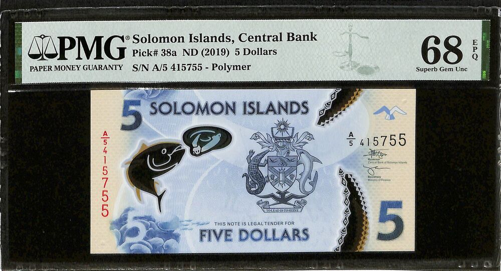 Solomon Islands - 5 Dollars ND (2019) - Pick # 38a - PMG 68 EPQ