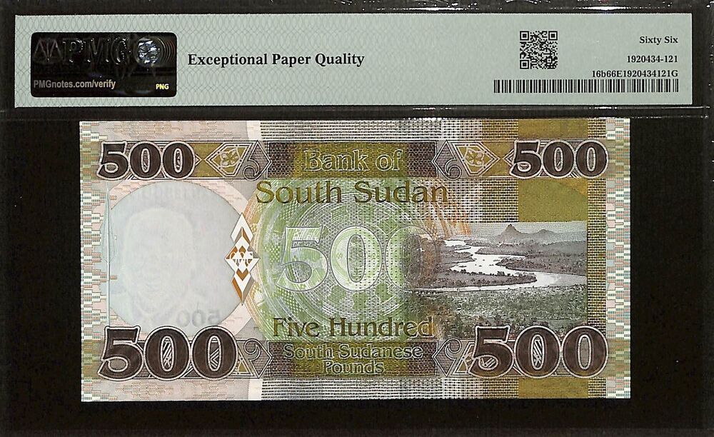 South Sudan - 500 Pounds 2020 - Pick # 16b - PMG 66 EPQ