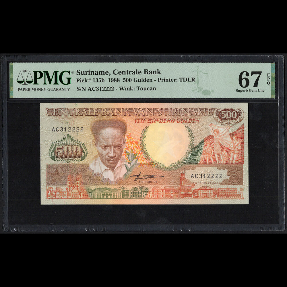 Suriname - 500 Gulden 1988 - Pick # 135b - PMG 67 EPQ  