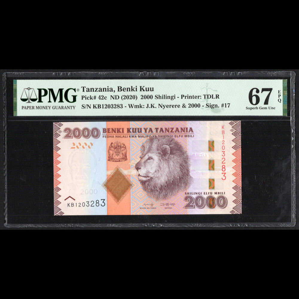 Tanzania - 2000 Shilingi 2020 - Pick # 42c - PMG 67 EPQ 