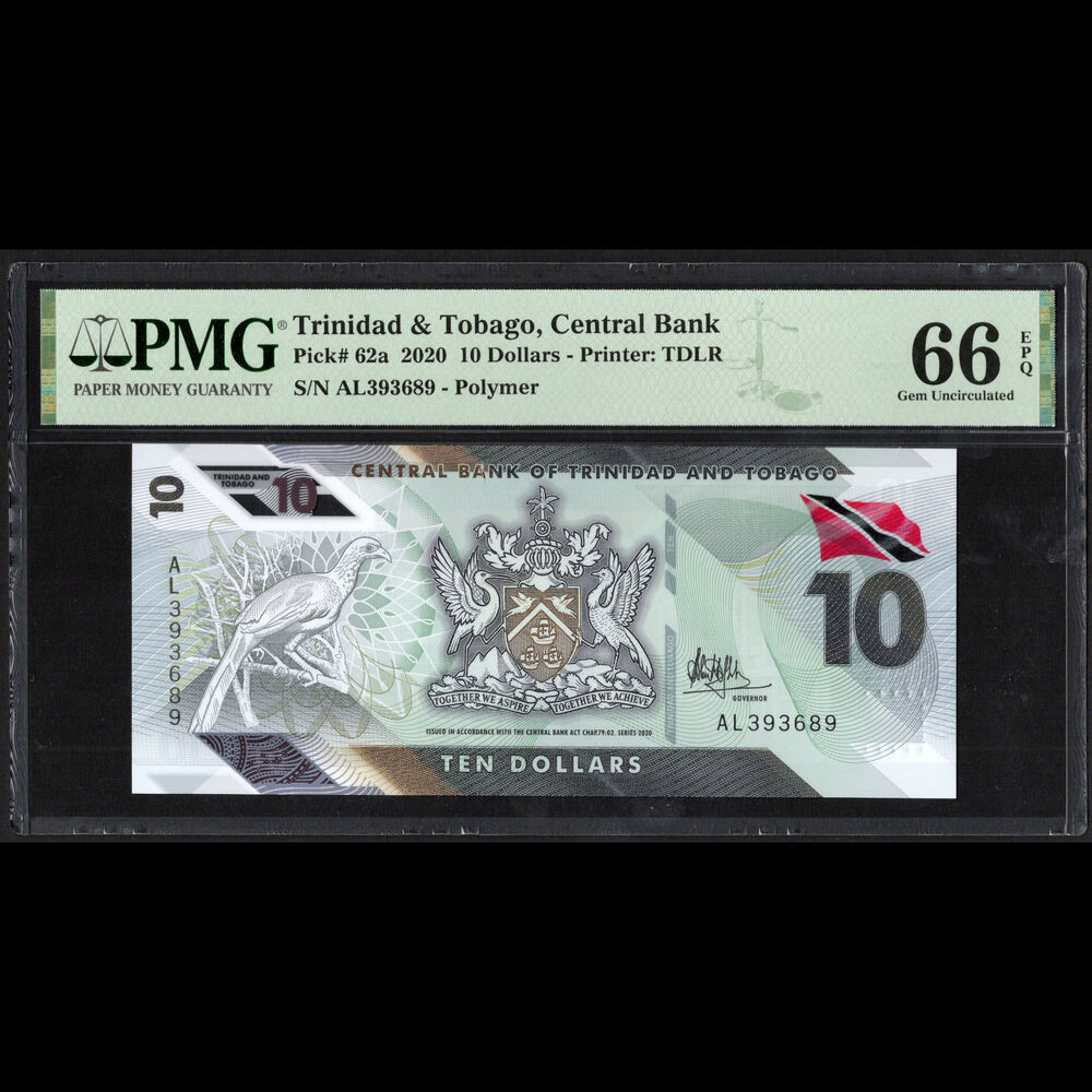 Trinidad & Tobago - 10 Dollars 2020 - Pick # 62a - PMG 66 EPQ 