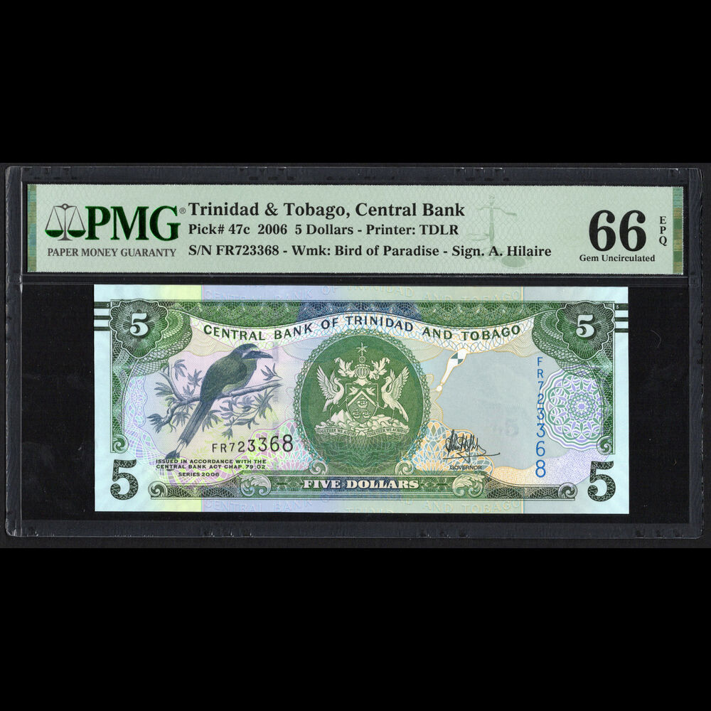 Trinidad & Tobago - 5 Dollars 2006 - Pick # 47c - PMG 66 EPQ 