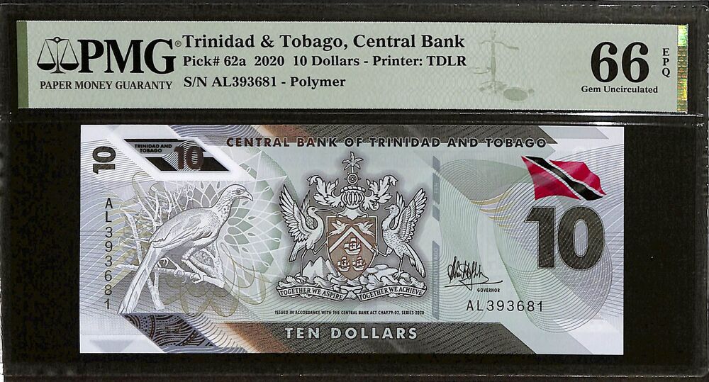 Trinidad and Tobago - 10 Dollars 2020 - Pick # 62a - PMG 66 EPQ