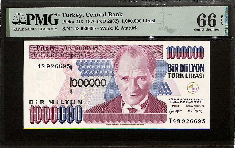 Turkey - 1.000.000 Lirasi 1970 (ND 2002) - Pick # 213 - PMG 66 EPQ