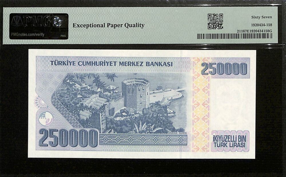 Turkey - 250.000 Lirasi 1970 (ND 1998) - Pick # 211 - PMG 67 EPQ