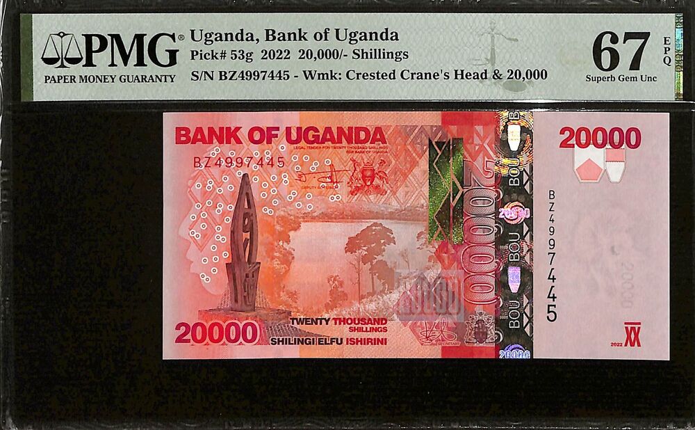 Uganda - 20.000 Shillings 2022 - Pick # 53g - PMG 67 EPQ
