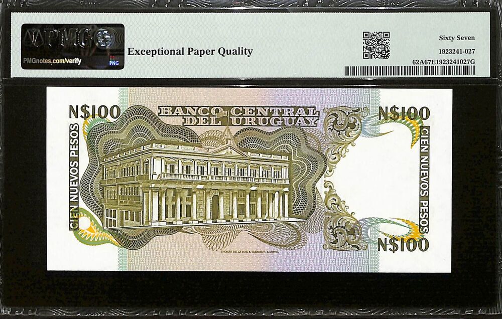 Uruguay - 100 Nuevos Pesos ND (1987) - Pick # 62A - PMG 67 EPQ